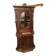 Porte-manteau de vestibule en noyer massif avec miroir ovale et patères en bronze