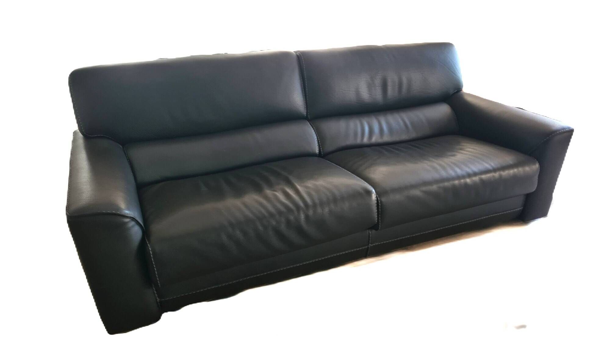 Large 3-seater anthracite leather sofa Roche Bobois