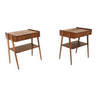 Set de 2 tables de chevet scandinave en teck, Carlström, Suède, 1960