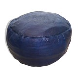 Moroccan blue leather pouf