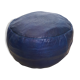 Moroccan blue leather pouf
