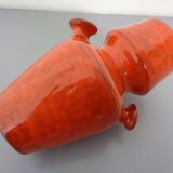 Italian orange ceramic studio vase with handle, 1970s
