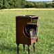 Vintage Dark Brown Wood Side Table - Vinyl Record Book Holder