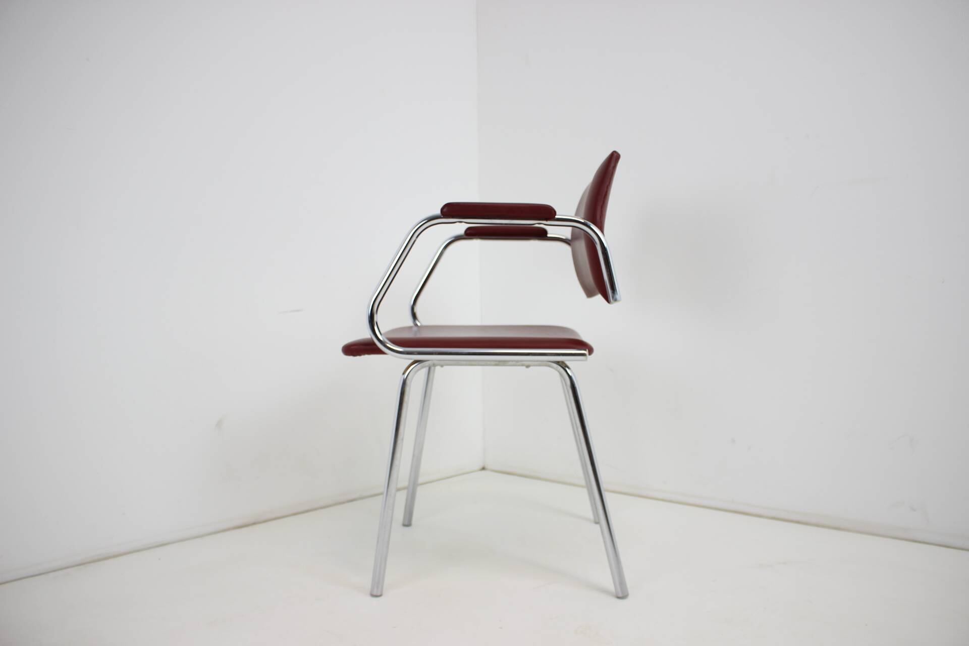 Chrome (Faux) Leather Armchair by Kovona, 1980's, Czechoslovakia