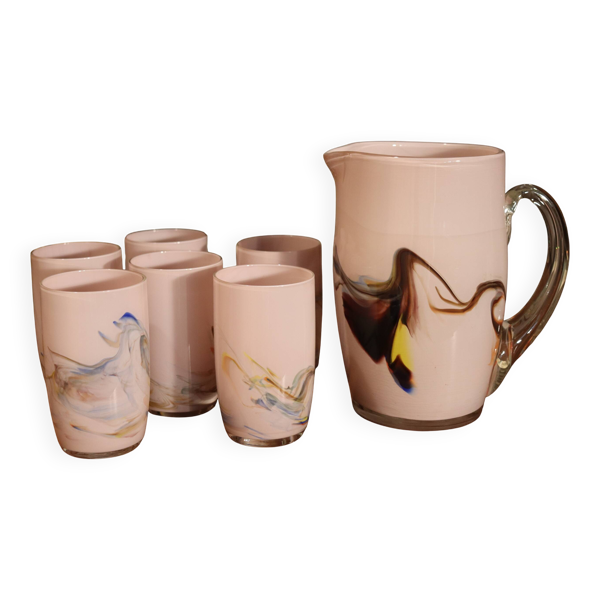 Service pichet et verre par Murano Italie 1960