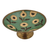 Antique brass pocket emptier with sunflower motif