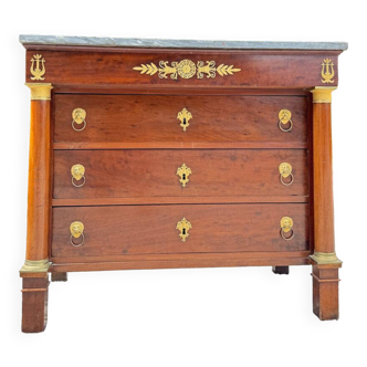 Rare empire period mahogany chest of drawers stamped courte