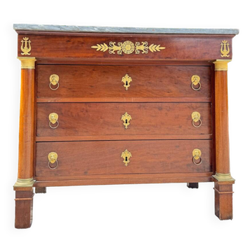 Rare empire period mahogany chest of drawers stamped courte
