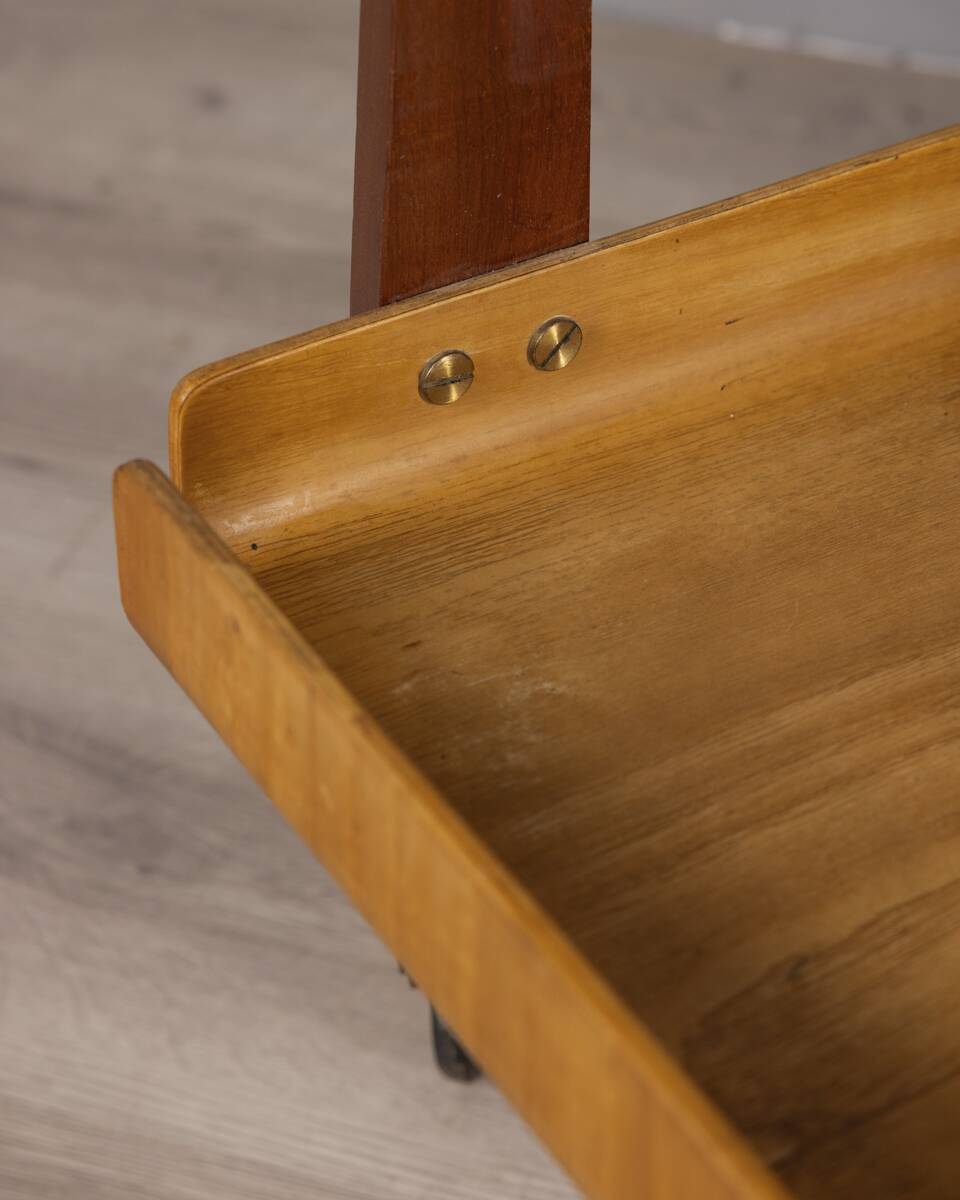 Vintage 1950s Wooden Food Service Cart, Designed by Carlo Ratti