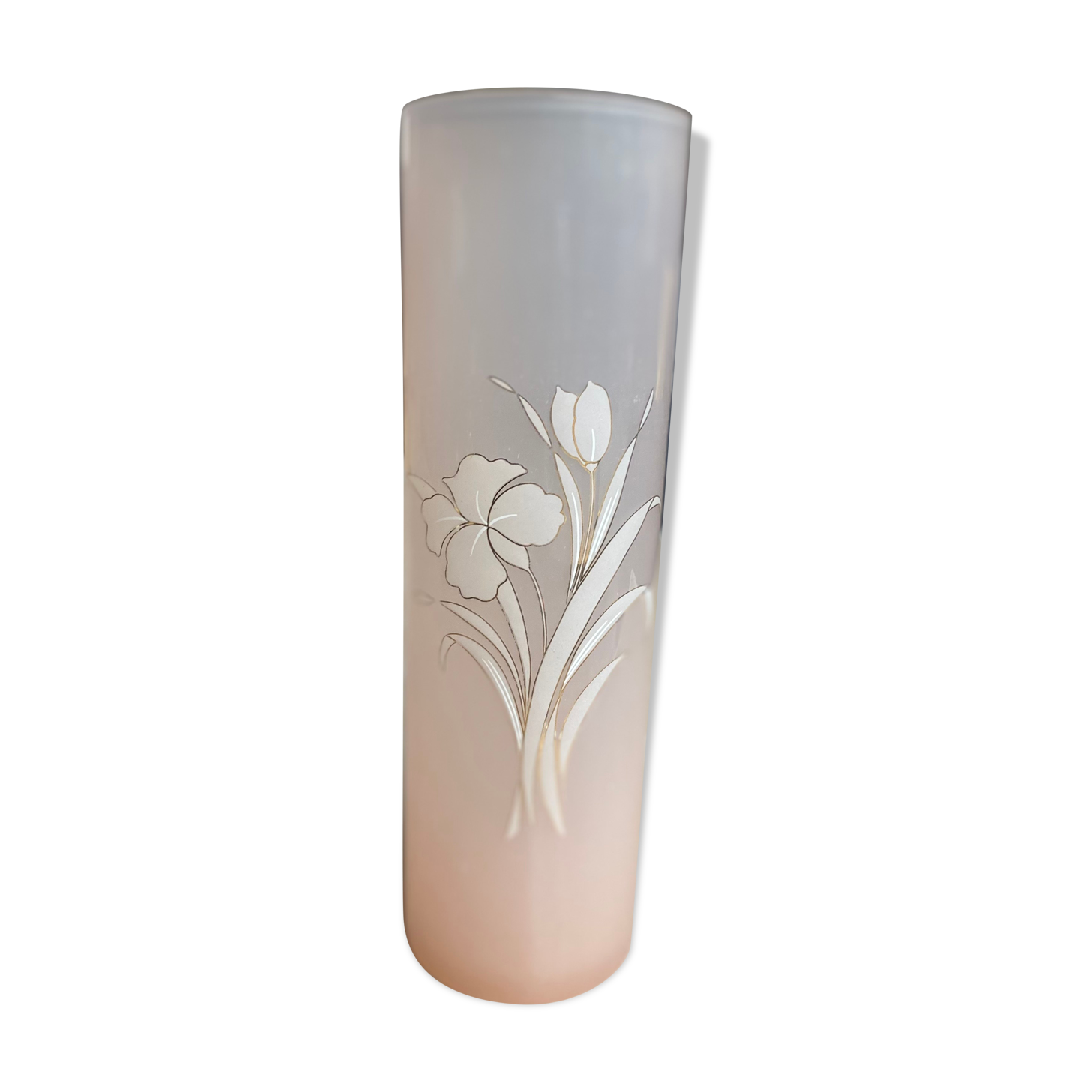 Pink and gold tube vase