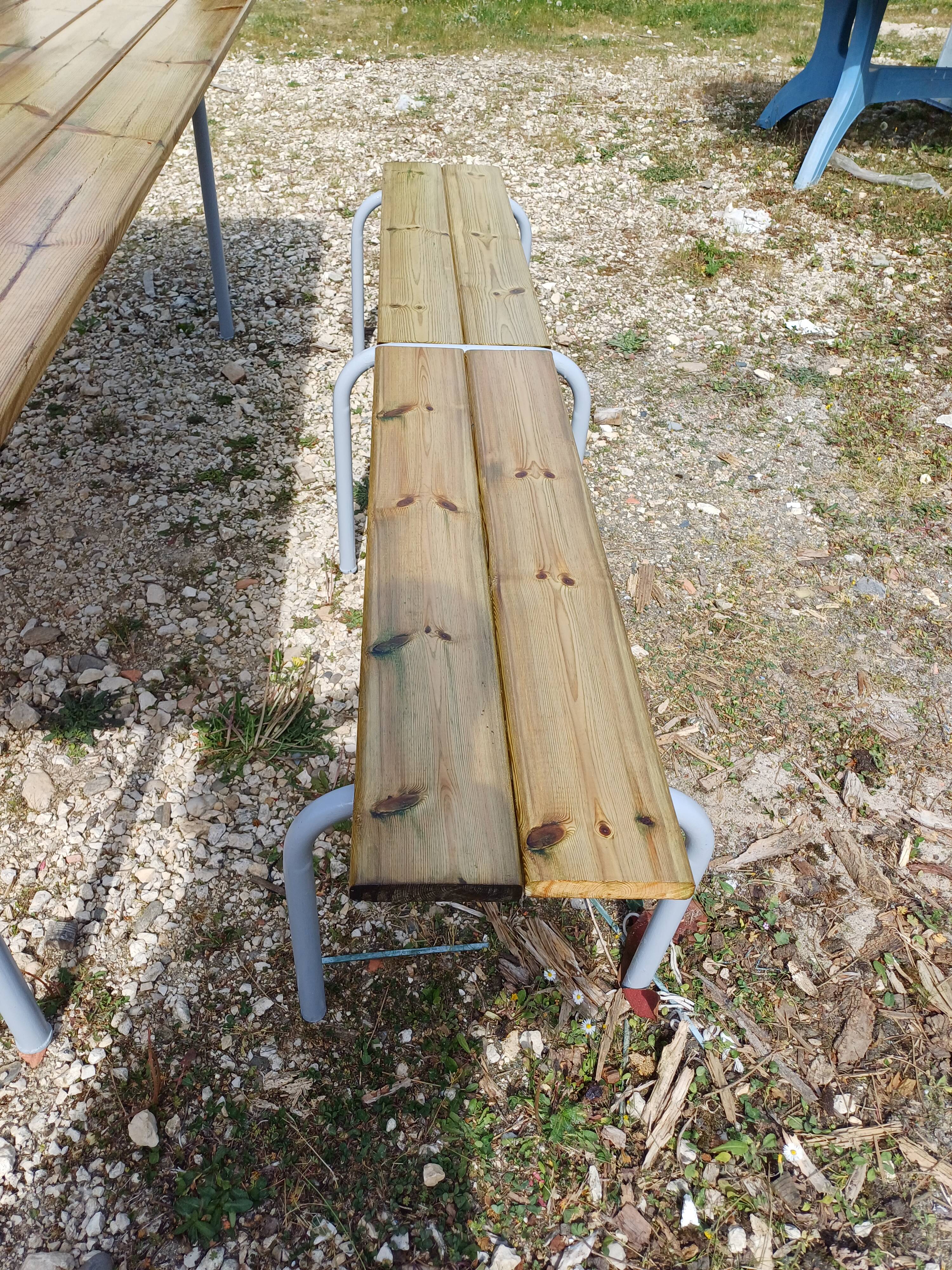 Industrial or Community Table with Benches