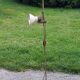 Lampadaire des années 70 en laiton doré métal laqué beige et plastique marron 2 spots