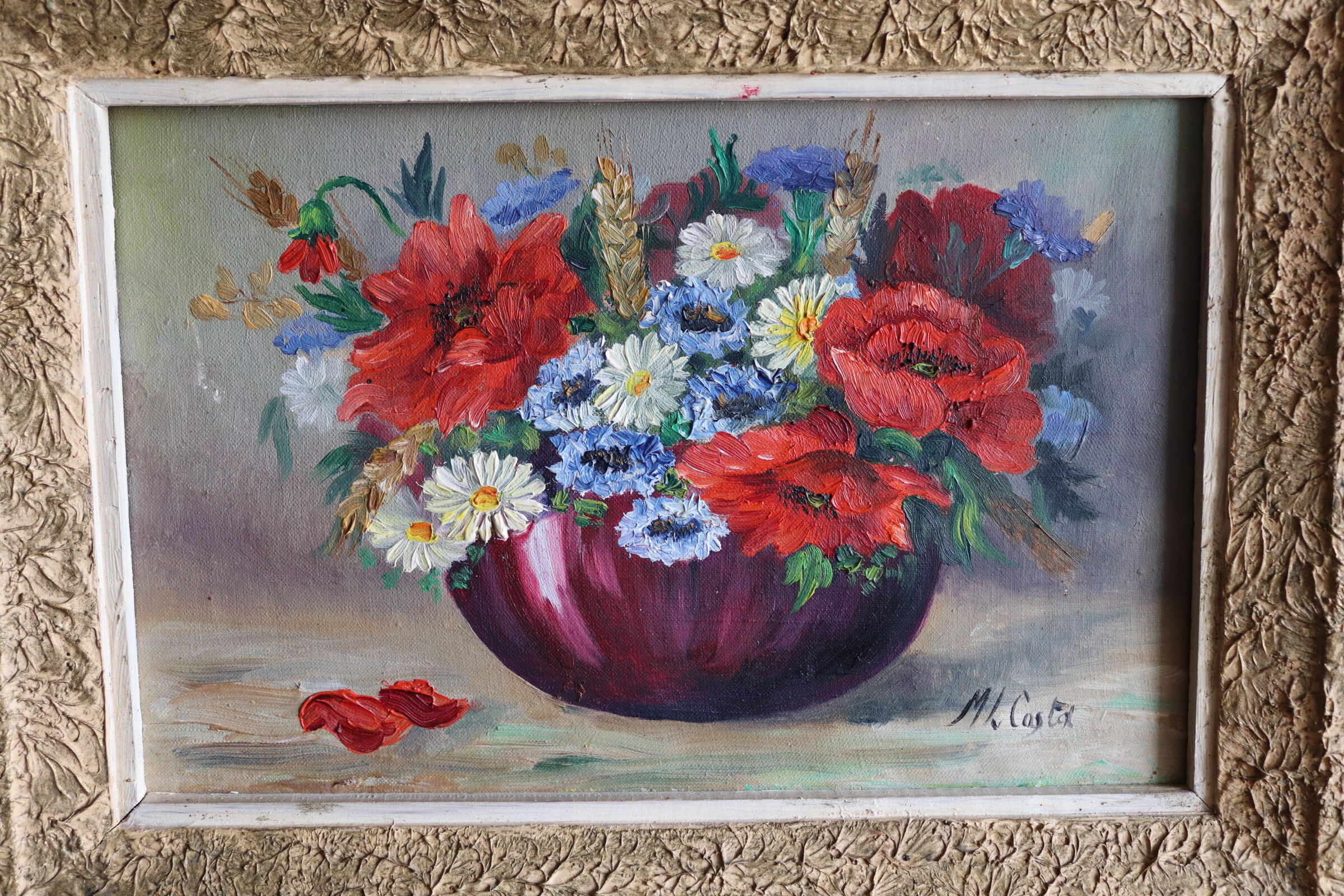 Old painting bouquet of flowers