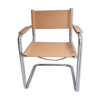 Chaise vintage en cuir camel