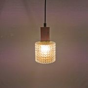 Older Swedish hanging lamp in multi-layered crystal glass with rosewood top and brass ring.