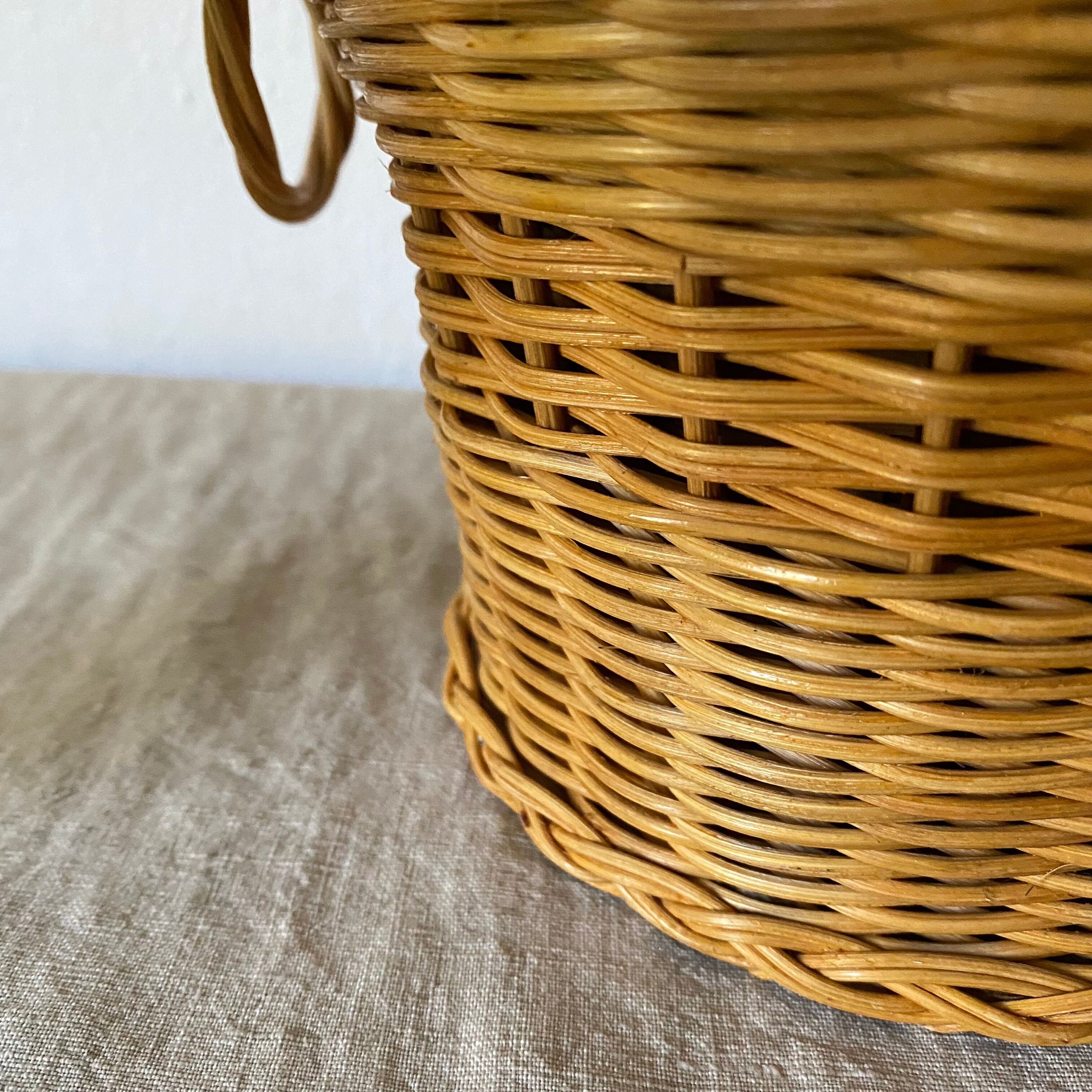 Vintage woven wicker pot cover
