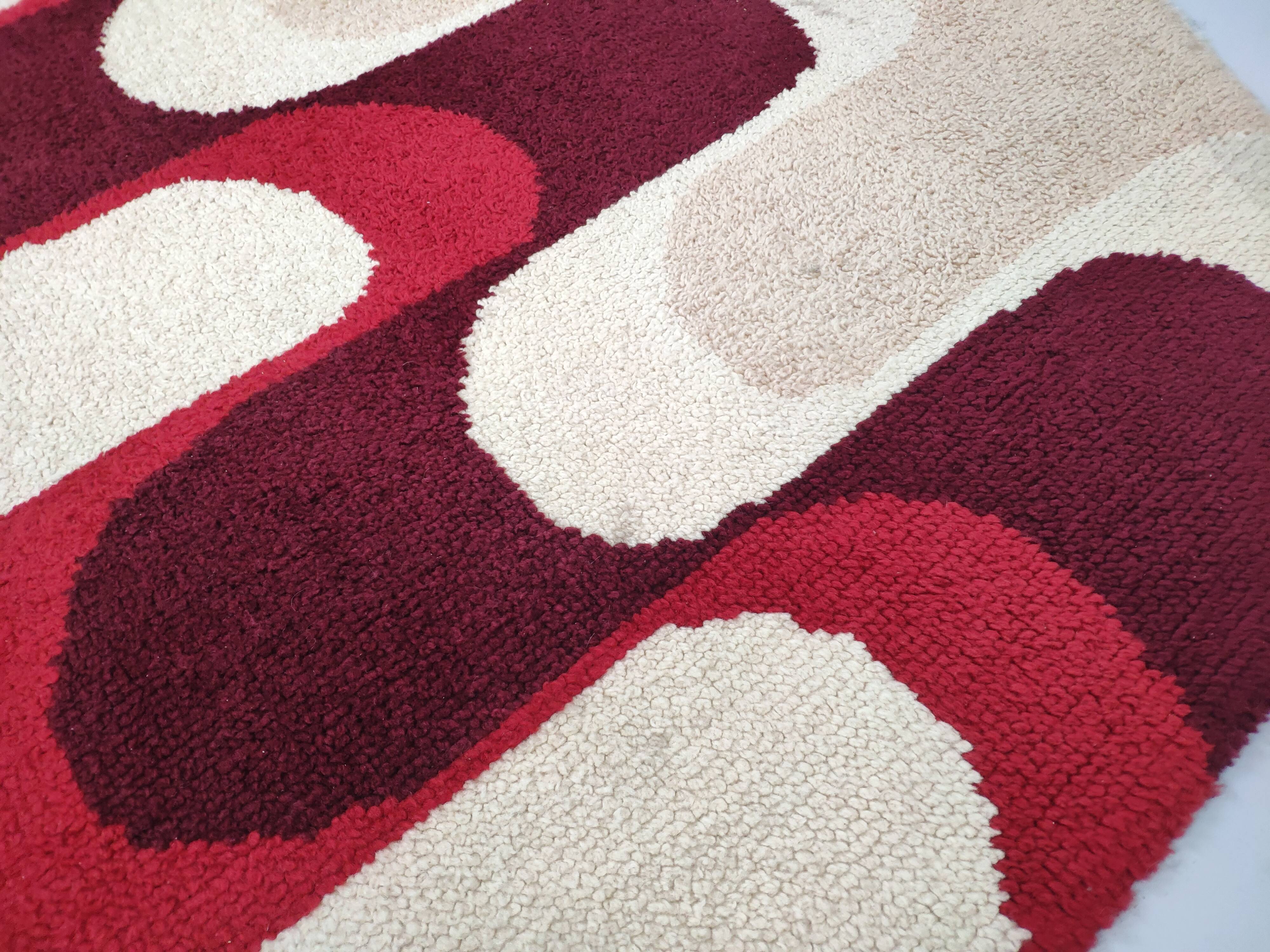 Round carpet in circa wool 70 psychedelic 150cm