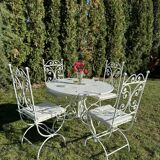 New garden furniture - wrought iron - Arras round table and 4 Lily chairs