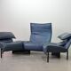 Vico Magistretti Canapé 3 places flexible Cassina en cuir bleu « Veranda », Italie