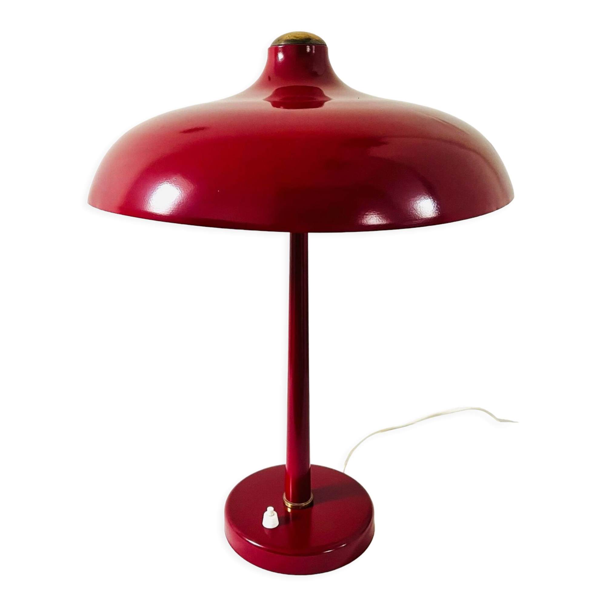 VEB Leuchtenbau - Lutz Rudolph - Glossy Red mushroom Desk lamp