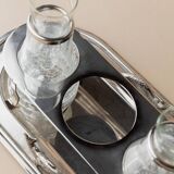 Argent Silverplated Metal Vintage Serving Set for Shots or Caviar-Tray, Ice Holders, Glasses, Italian 1970s Mid-Century Elegant