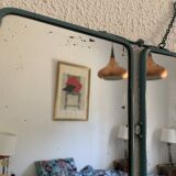 Vintage mirror 1950 gray peacock barber triptych - 22 x 50 cm