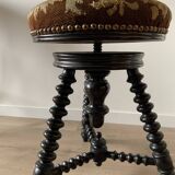 Antique Vintage Wooden Napoleon III Piano Stool