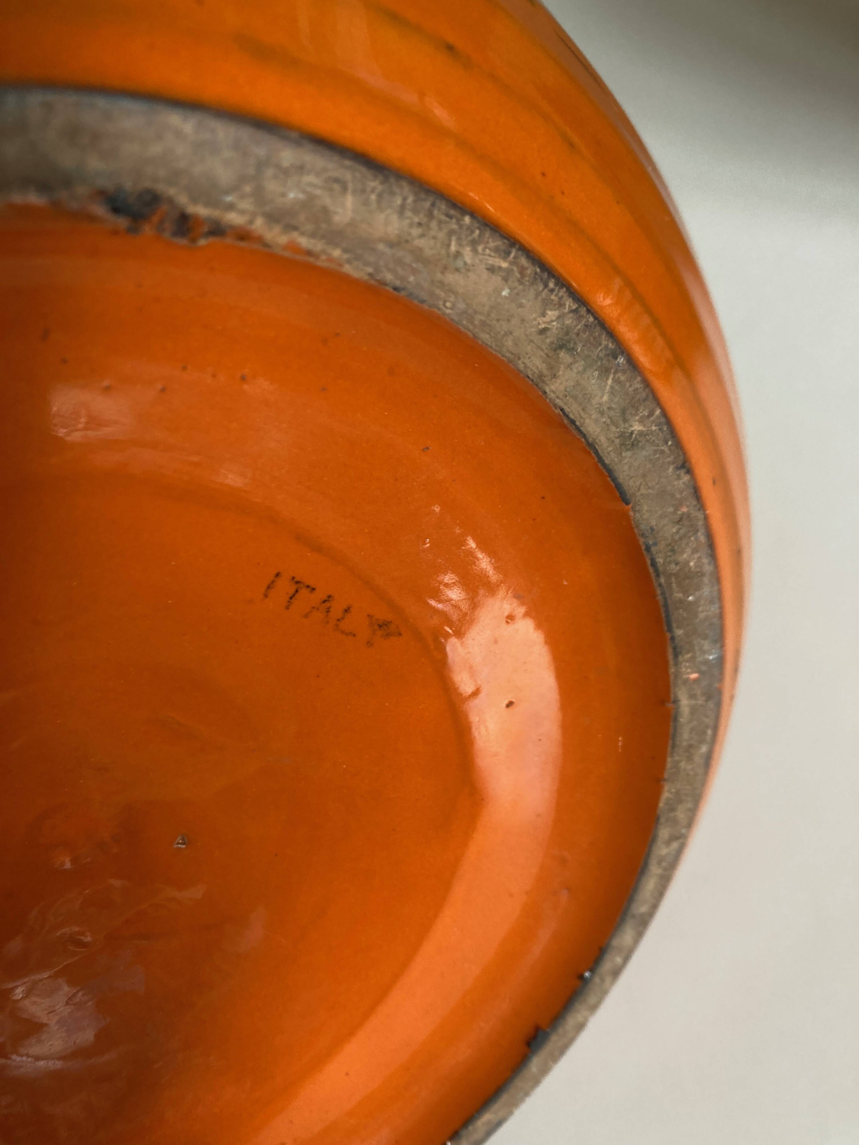 XXXL vase of orange ceramic Italian design 1970