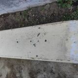 Old wooden farm bench vintage white fir industrial cloakroom