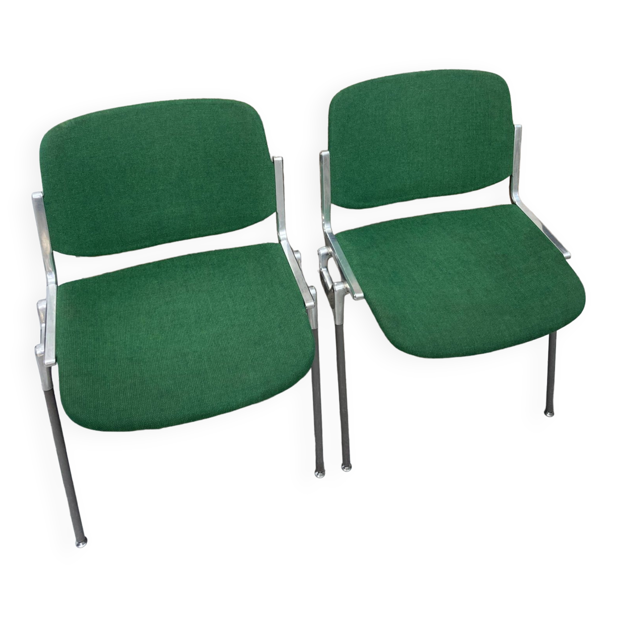 Pair of green DSC 106 chairs by Giancarlo Piretti