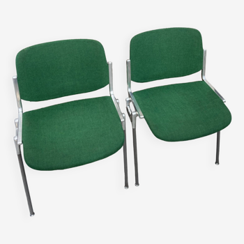 Pair of green DSC 106 chairs by Giancarlo Piretti