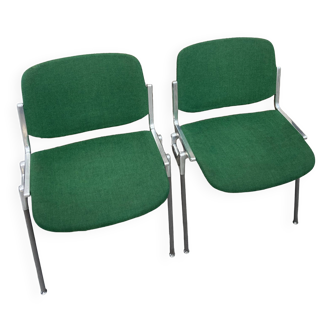 Pair of green DSC 106 chairs by Giancarlo Piretti
