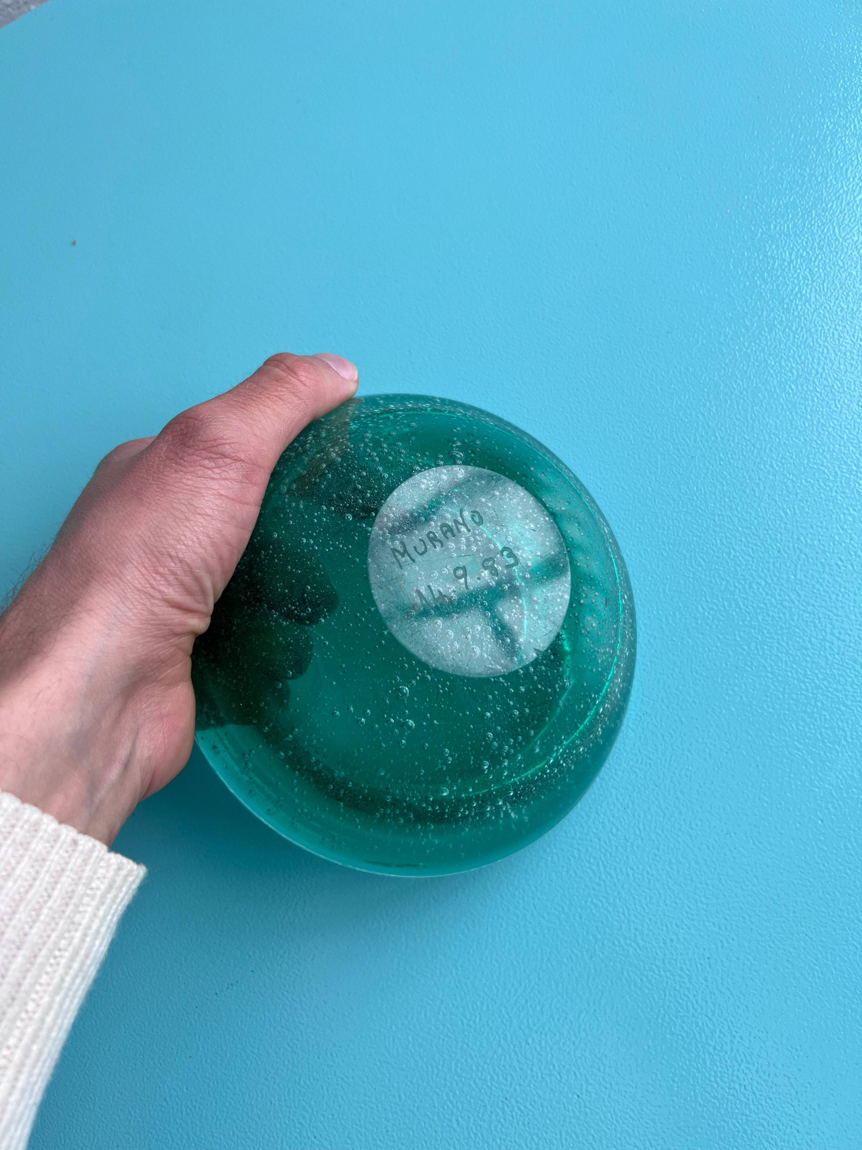 Bol vintage "Bullicante" en verre de Murano, de style Seguso, décoratif rare.