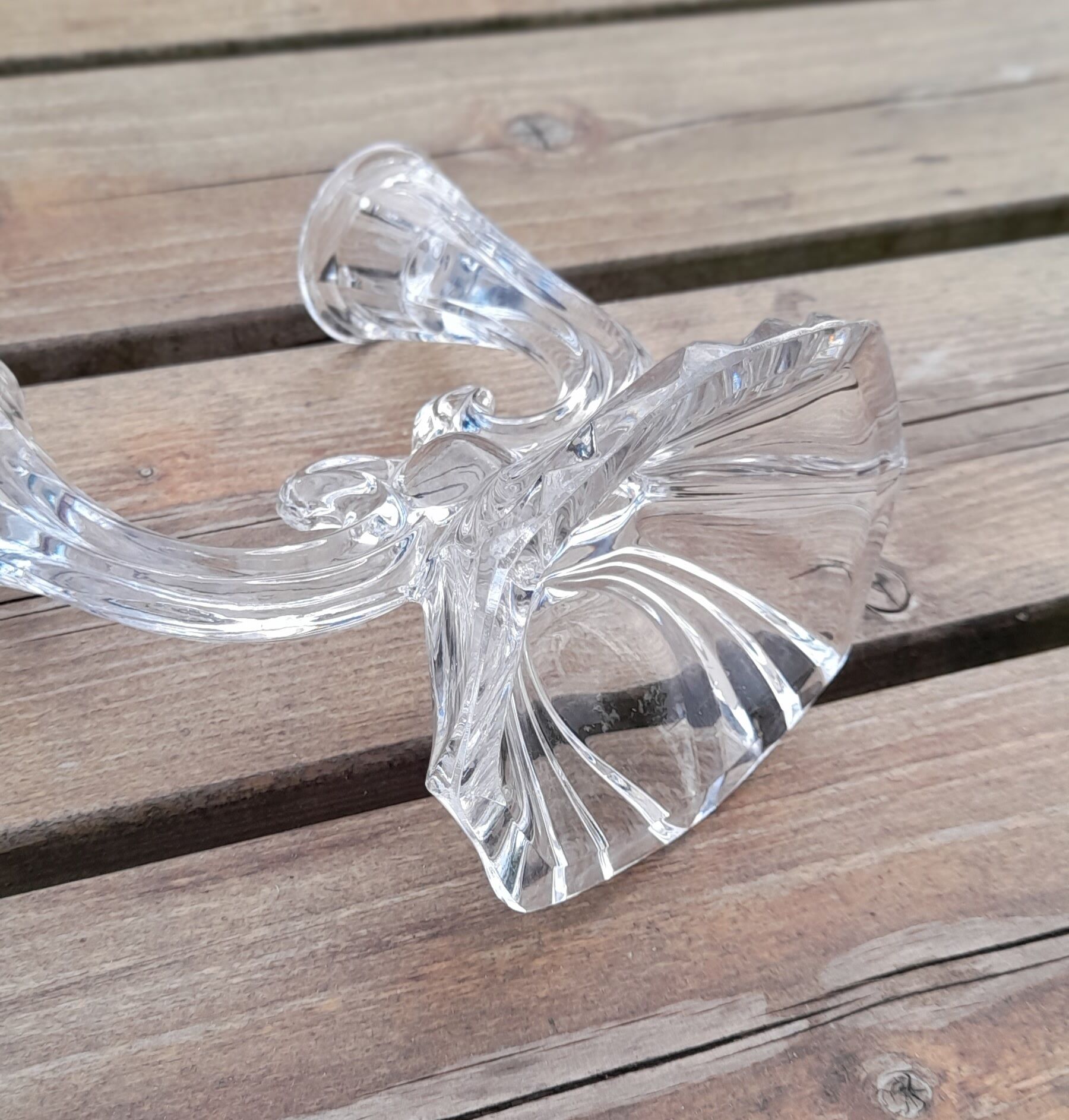 Candle holder 2 branches in Phoenix crystal, periode artdeco