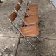 4 folding chairs chromed metal and Skaï fawn 1970