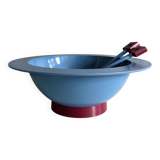 Alessi Euclid salad bowl with cutlery by Michael Graves, 90's