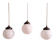 Art Deco trio of suspensions in white opaline, 1930s