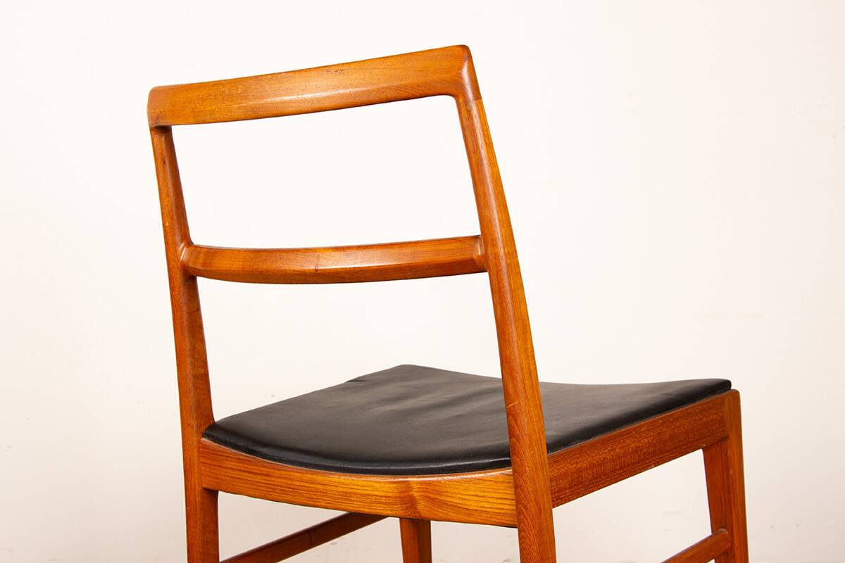 Set of 4 Danish teak and leather chairs, model 430, by Arne Vodder, 1960