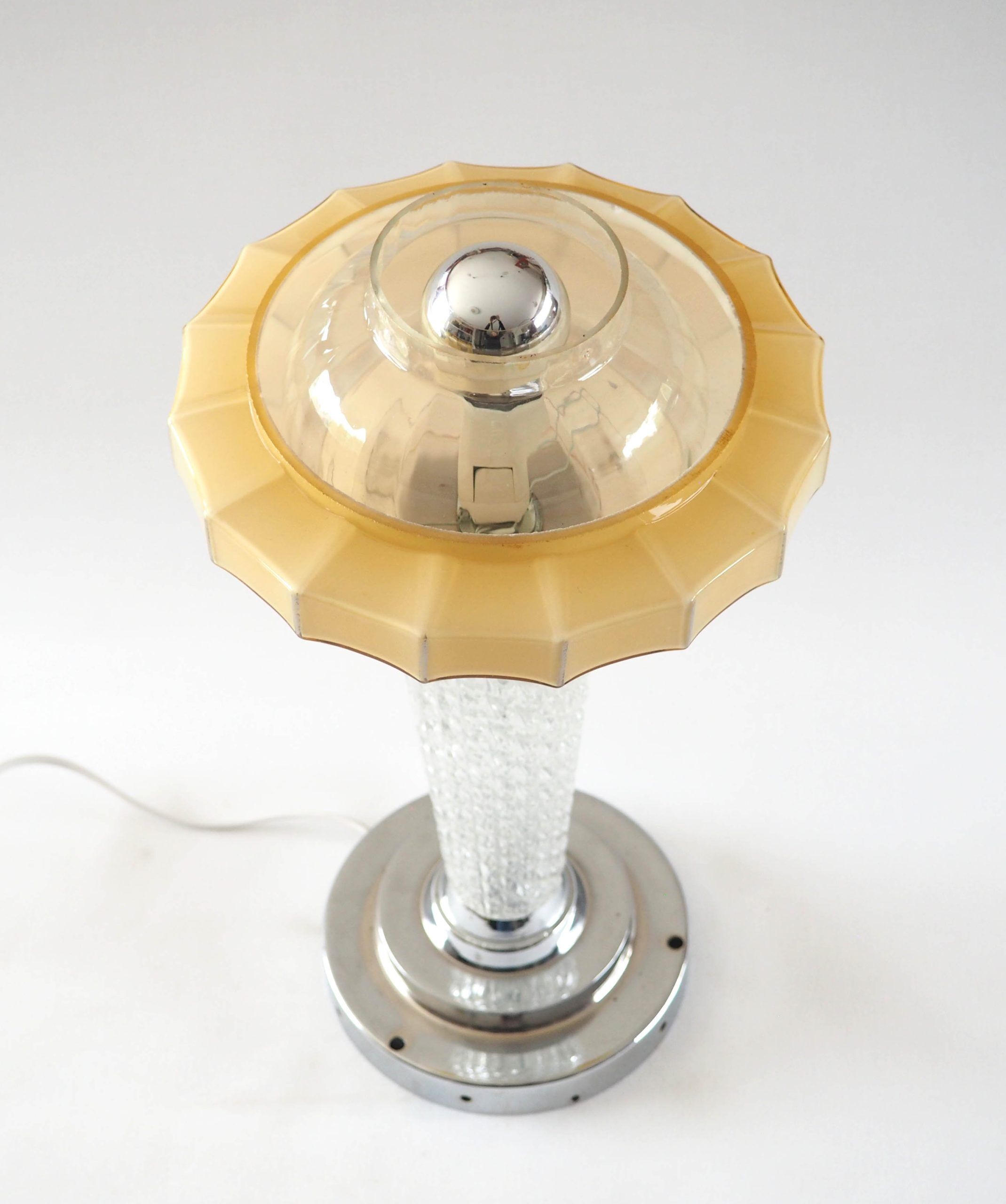 Art Deco glass and chrome lamp