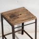 Vintage industrial stool made of pine wood and iron – Central Europe, around 1950