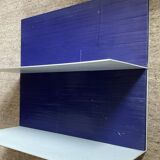 Pair of contemporary shelves in aluminum and stained wood