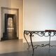 French Art Deco Wrought Iron Dining Table with Black Colored Glass, 1930s