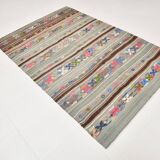 Grey & Brown Modern Mid Century Vintage Kilim Rug, 147x218 Cm