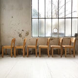 6 80s beech chairs
