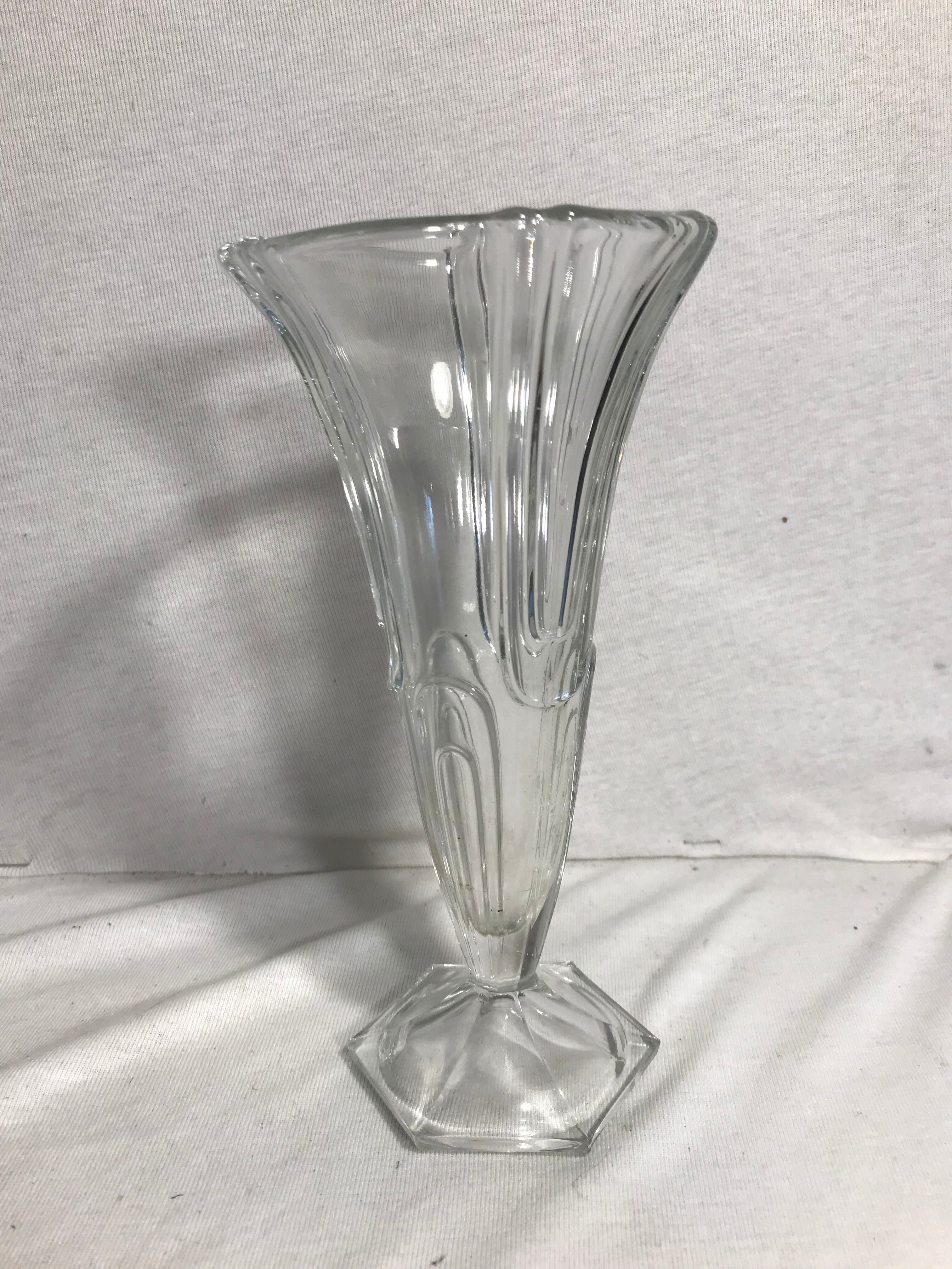 Pair of old moulded glass vases