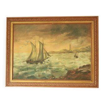 Large oil on marine canvas