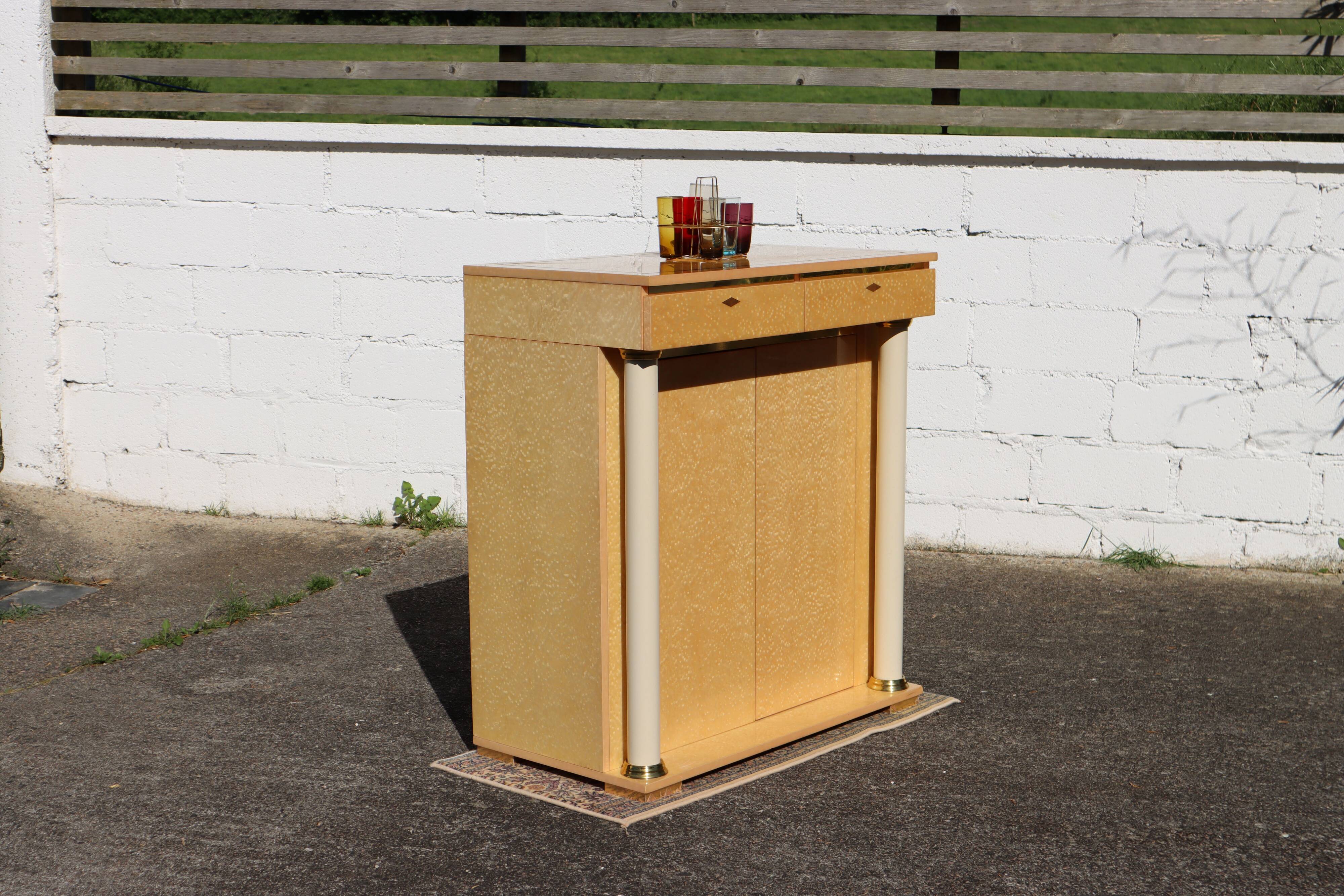 French Vintage Lemon Drawer Cabinet-Bar Cabinet-Neoclassical Style-90s