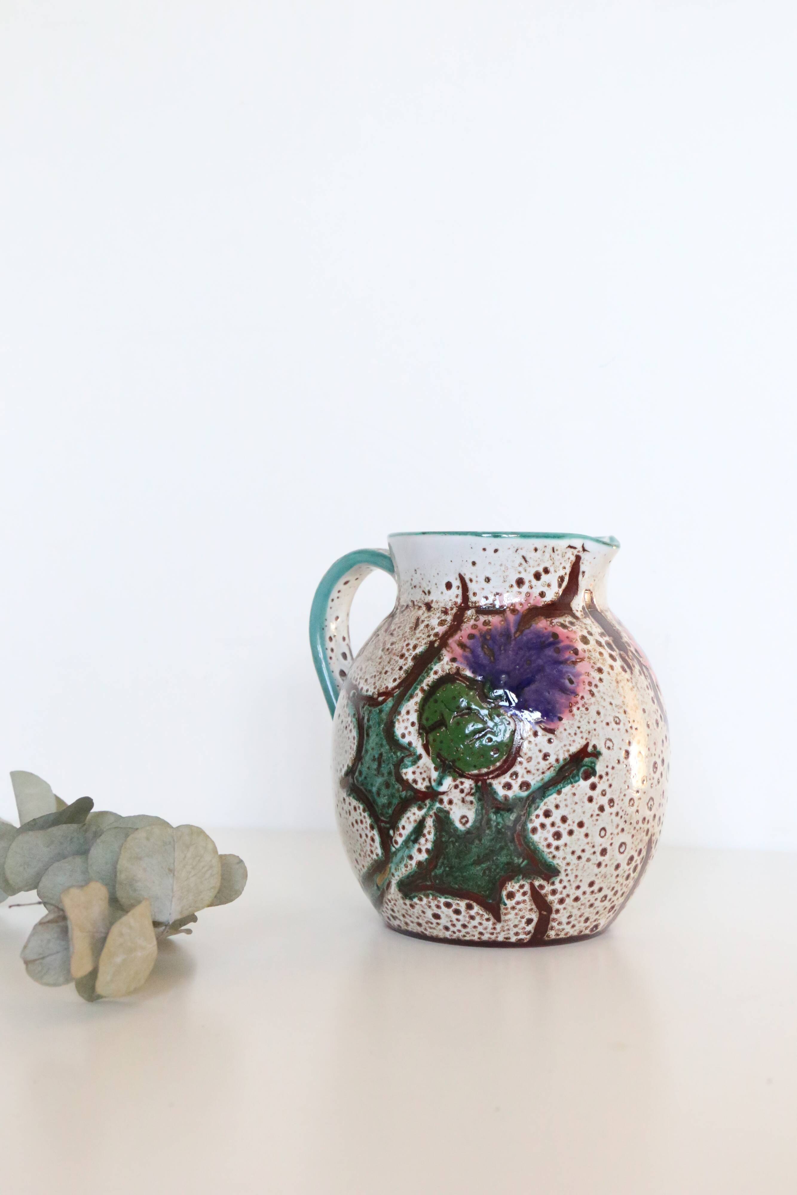 Ceramic jug, rustic, vintage French