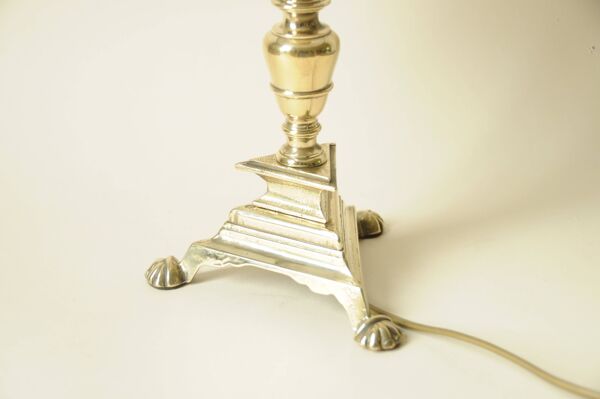 Lampe à Pied en Laiton - Abat-Jour Fleurs Liberty Vert