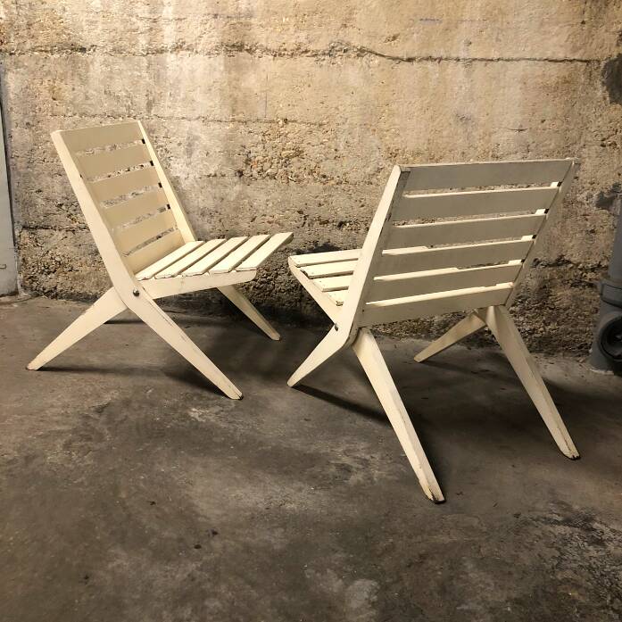 Pair of indoor/outdoor folding armchairs